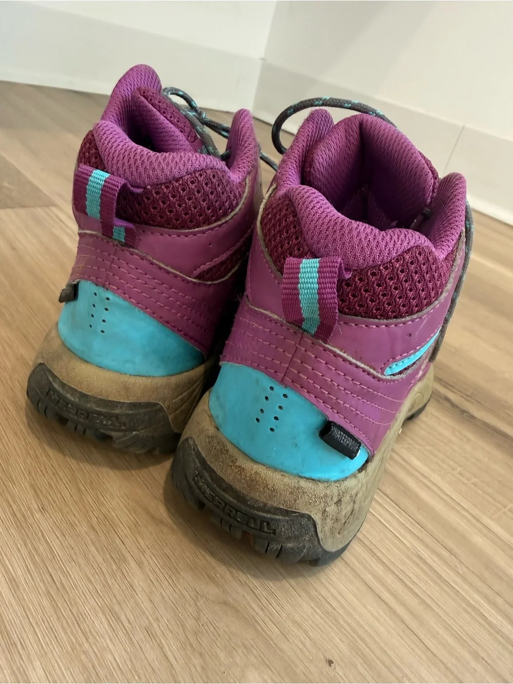 Kids Purple Hiking Boots with Teal Accents